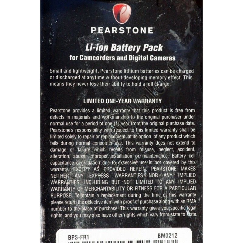Battery Pearstone BPS-FR1 - Serie R - Sony NP-FR1 - Pearstone BPS-FR1