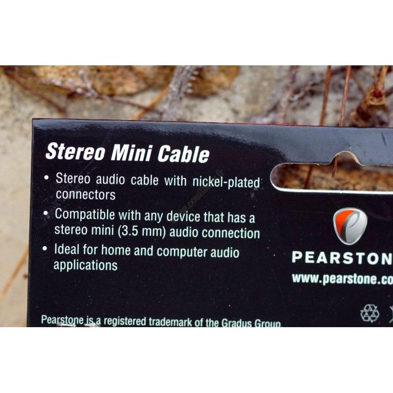 Audio Cable Pearstone MMSA-106B - Minijack 3.5mm TRS - 6ft - Microphone extension male-male - Pearstone MMSA-106B