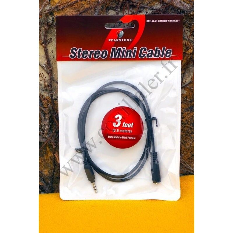 Câble audio Pearstone MMSB-103B - Minijack 3.5mm TRS - 90cm - Microphone rallonge enceinte - Mâle-Femelle - Pearstone MMSB-103B
