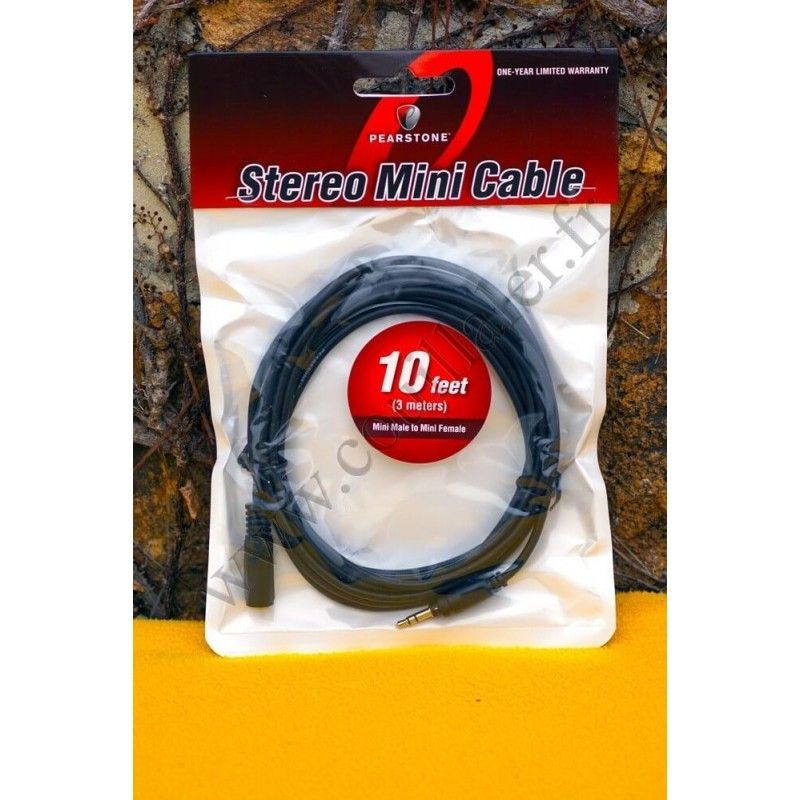 Audio Cable Pearstone MMSB-110B - Minijack 3.5mm TRS - 10ft - Microphone extension male-female - Pearstone MMSB-110B