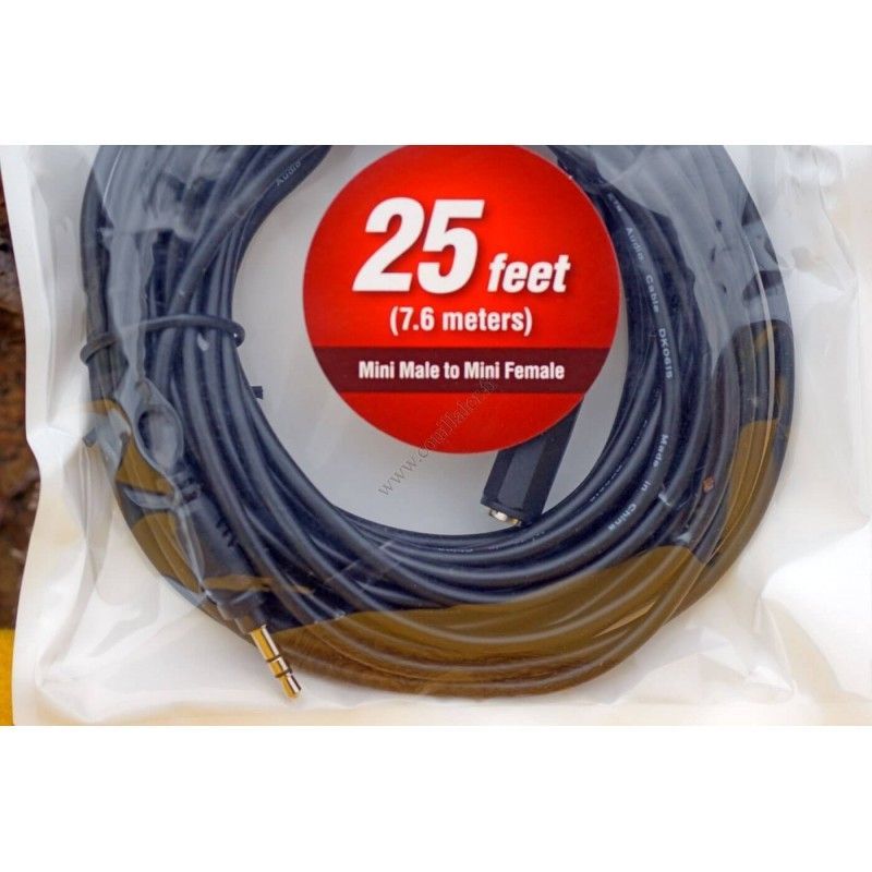 Audio Cable Pearstone MMSB-125B - Minijack 3.5mm TRS - 25ft - Microphone extension male-female - Pearstone MMSB-125B