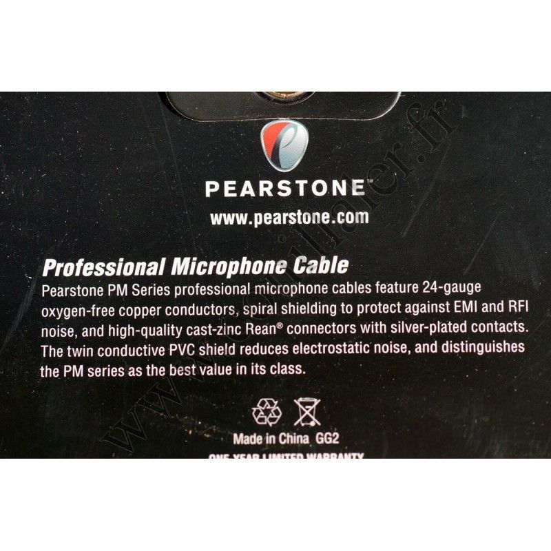 Pearstone PM-10 - Câble Audio XLR Mâle-Femelle 3 broches - 3m - Pearstone PM-10