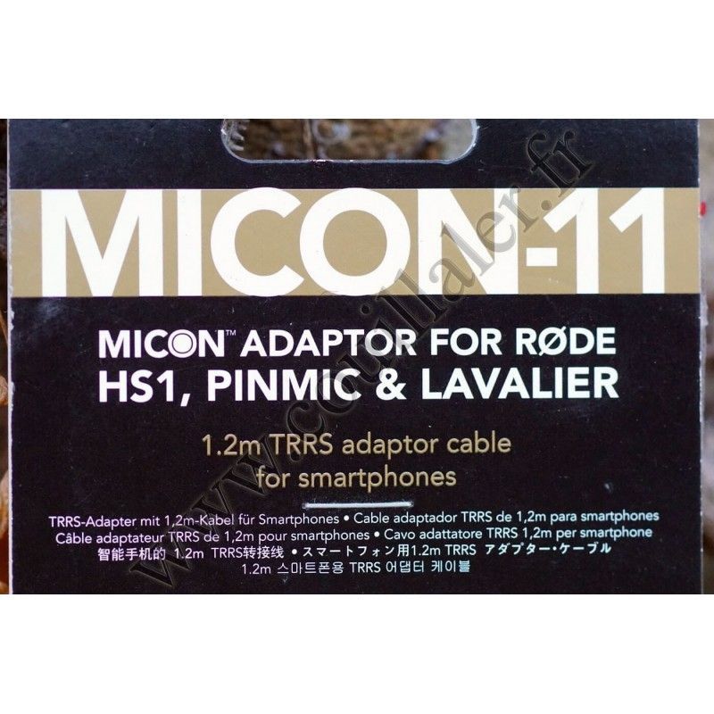 Câble rallonge microphone Rode Micon-11 - Audio Micon vers prise Minijack 3.5mm TRRS - pour smartphones, PinMic ou HS1 - Rode...