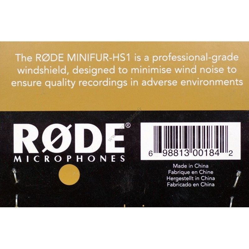 Bonnette anti-vent Rode MiniFur-HS1 - Fourrure synthétique pour microphone HS-1 - Rode MiniFur-HS1
