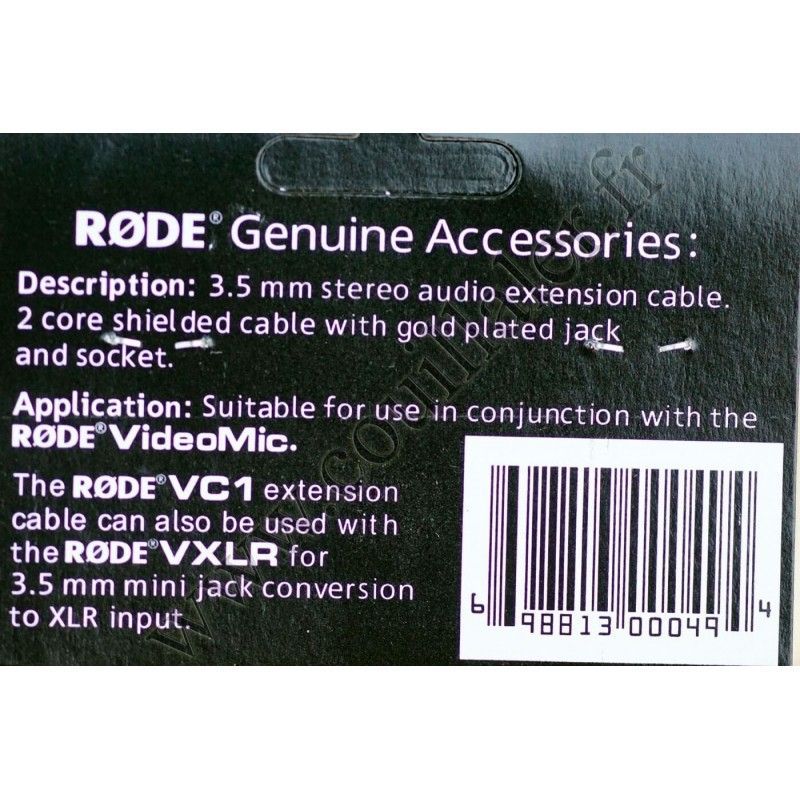 Câble ralllonge Microphone Rode VC1 - Audio MiniJack 3.5mm TRS - 3m - mâle-femelle - Rode VC1