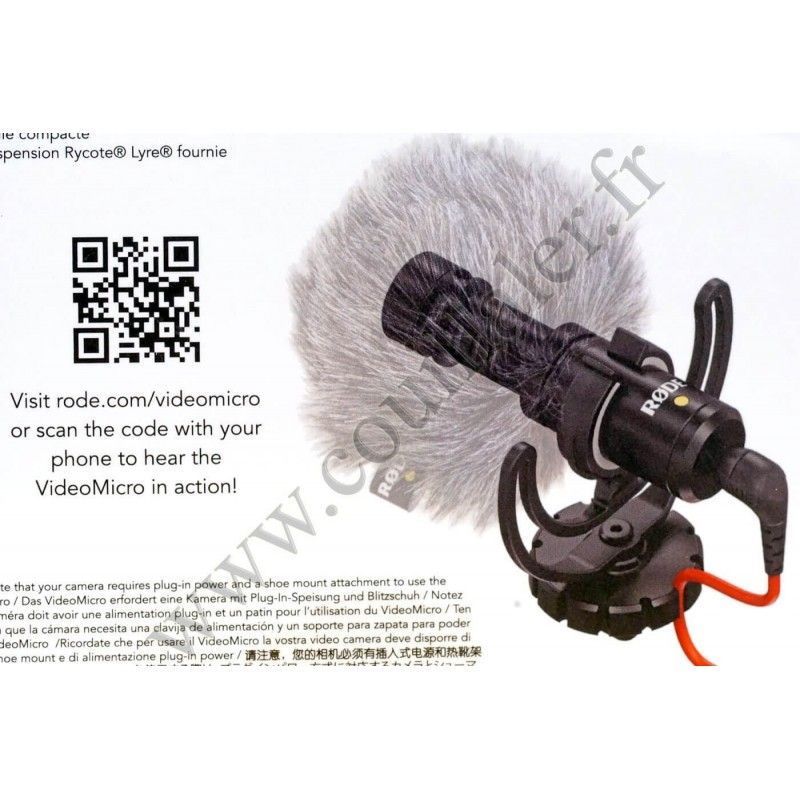 Petit microphone Rode VideoMicro - Appareil-photo DSLR, Caméscope - Bonnette Rycote - Minijack 3.5mm - Rode VideoMicro