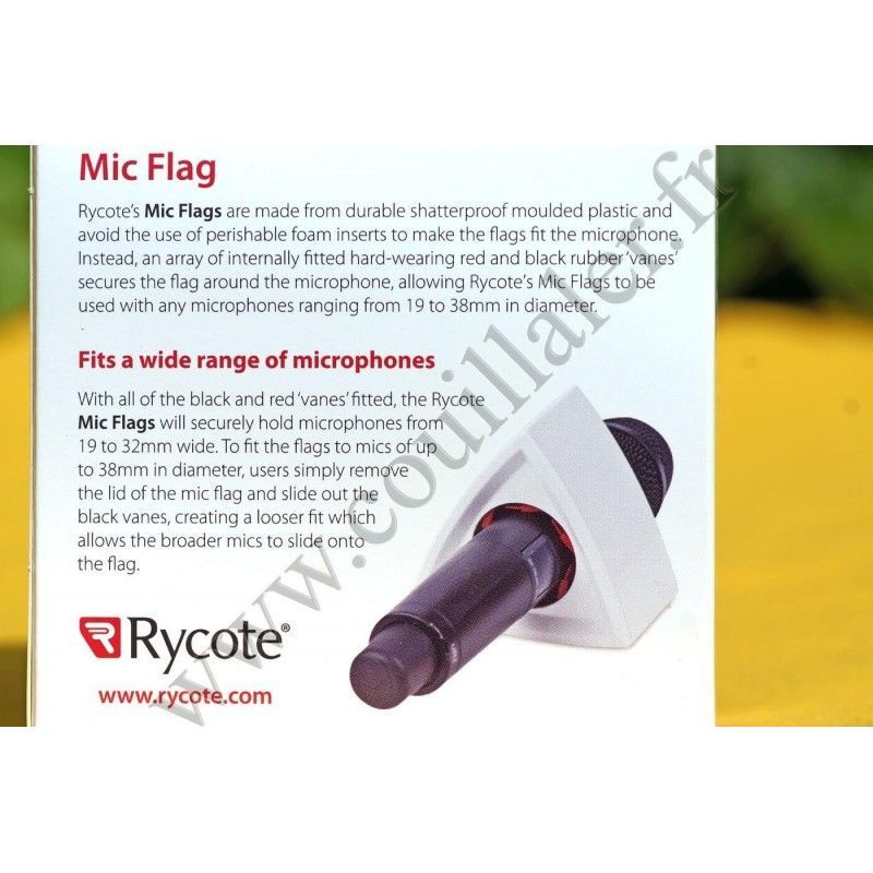 Mic Flag Rycote 107307 - Ads Support for handled microphone - Square 4 faces - White - Rycote 107307