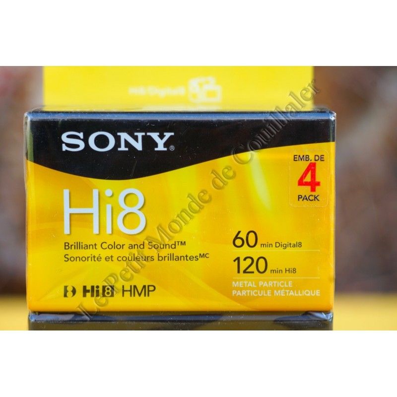 Pack 4 Hi8 Tape Sony 6120HMPR/4 - 120min - Digital8 - Metal Particle - PAL NTSC - Sony 6120HMPR/4