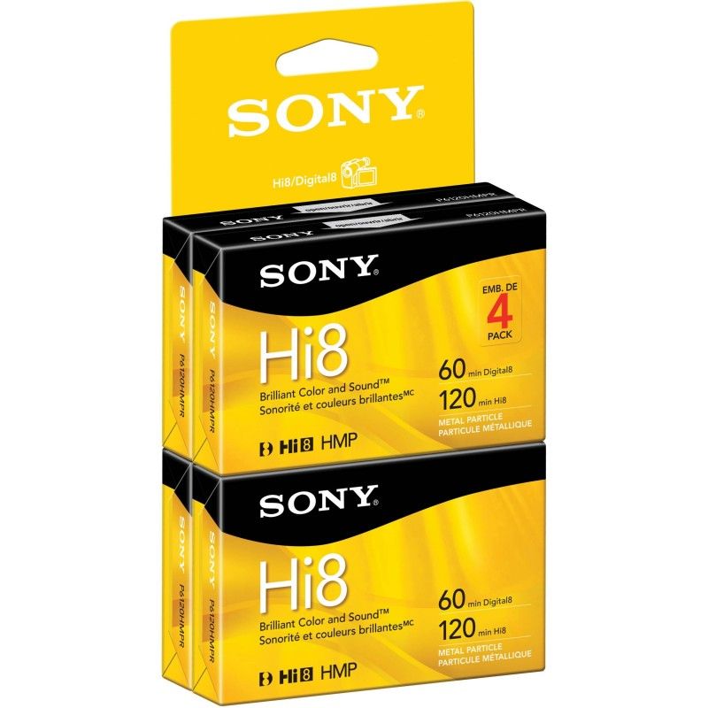 Pack 4 Hi8 Tape Sony 6120HMPR/4 - 120min - Digital8 - Metal Particle - PAL NTSC - Sony 6120HMPR/4